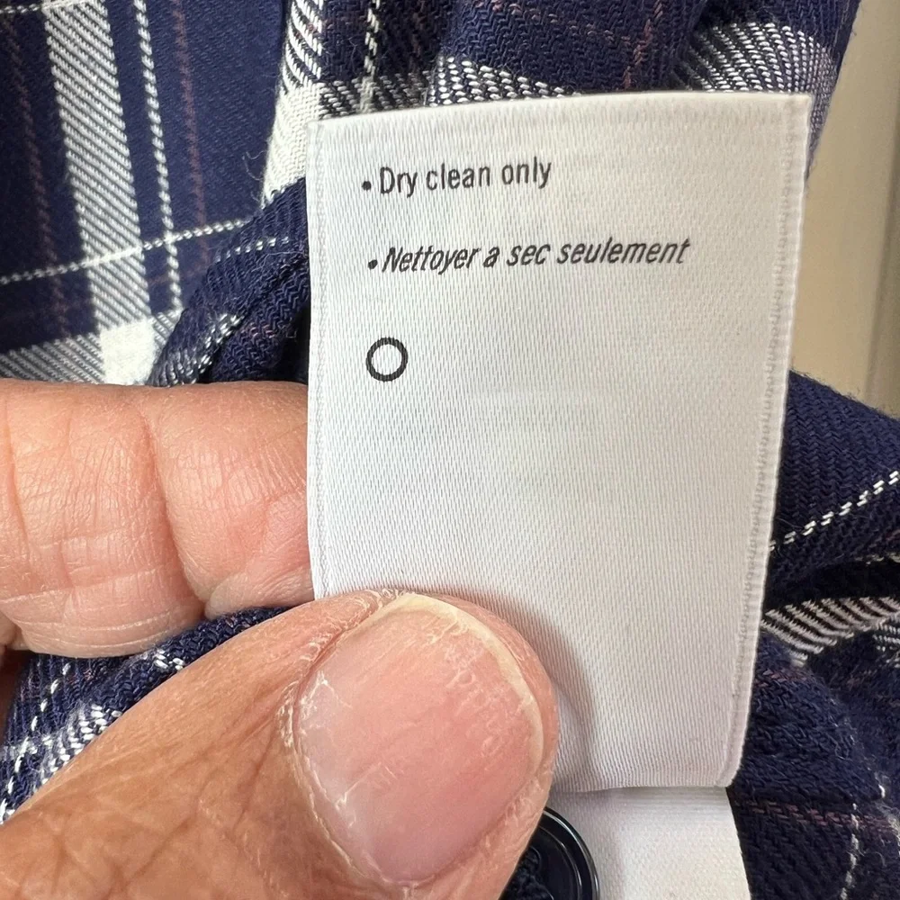 PAIGE Navy Plaid Button Down Shirt Western Soft Viscose Blouse Flannel Style S - Picture 5 of 6